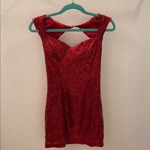 Red sequin mini dress